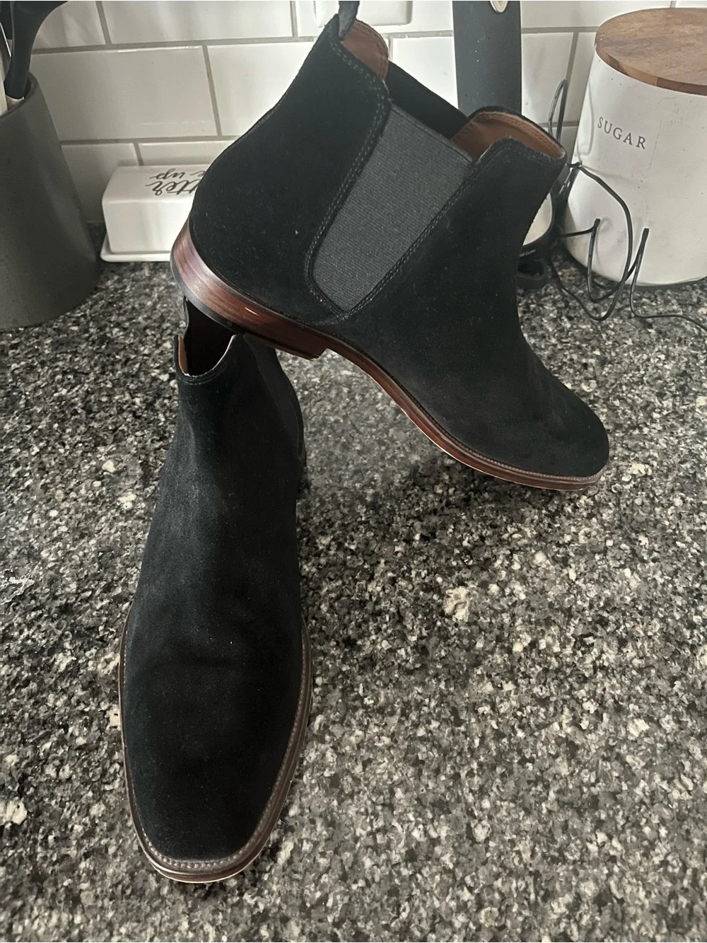 Aldo Black Suede Chelsea Boots